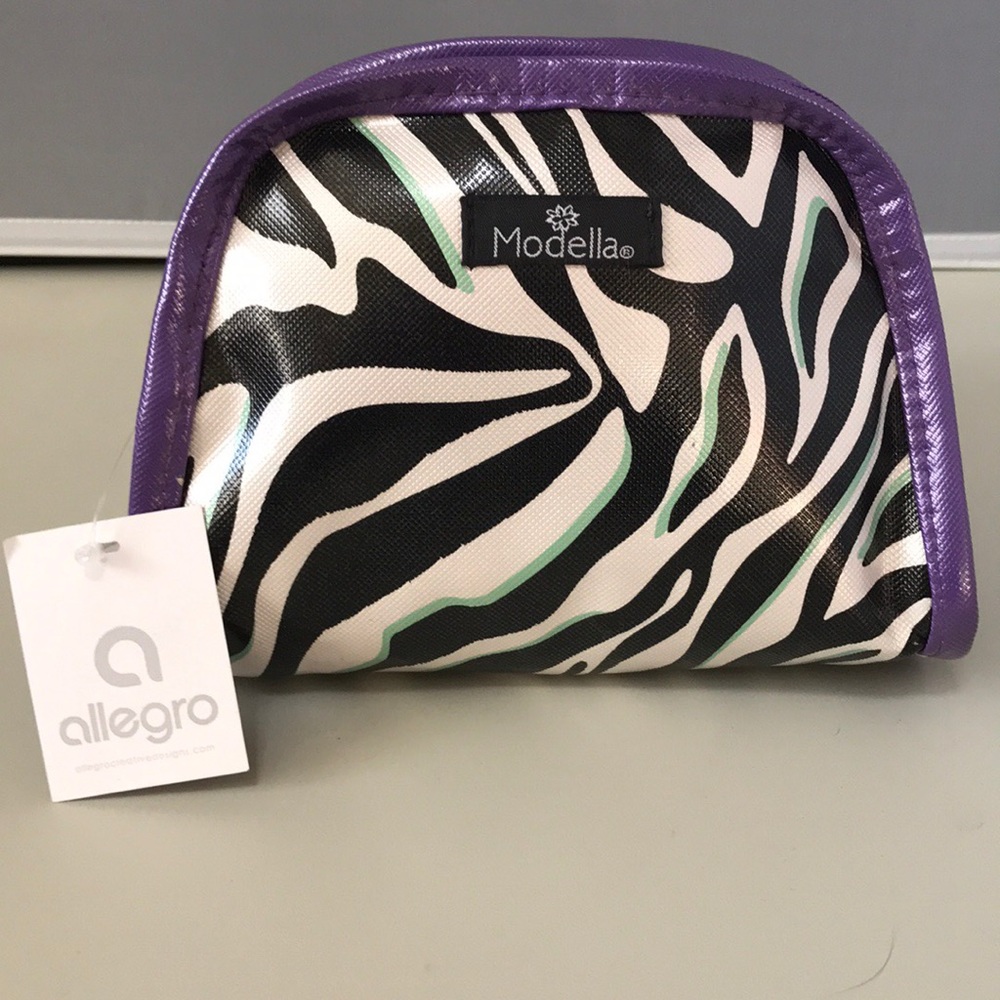 Modella NWT Small Zebra Print Clutch/Makeup Bag